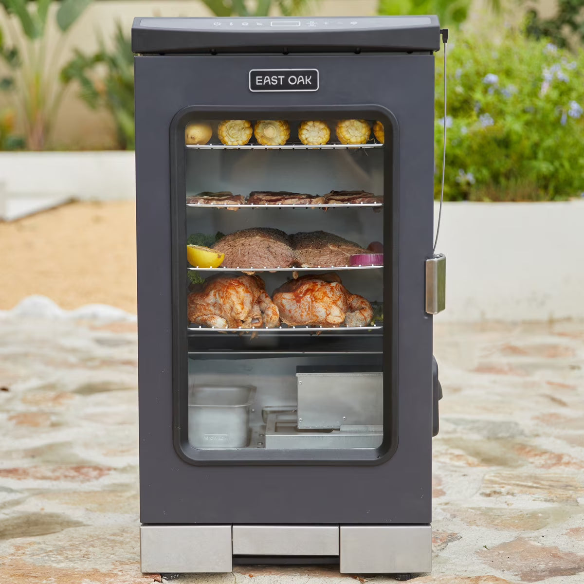EAST OAK Updated 30" 725 Sq Inches Electric Smoker Portable with Glass Door Black