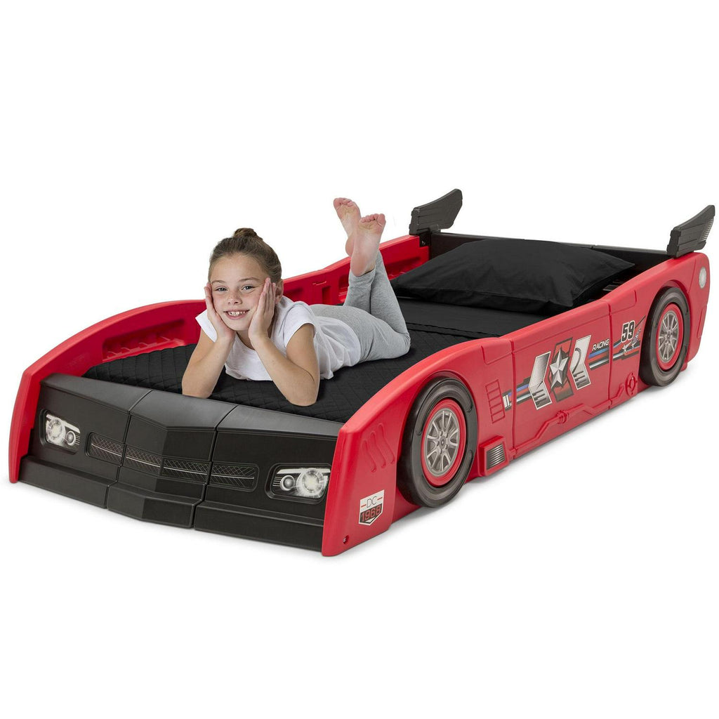 Delta Children Grand Prix Kids Plastic Toddler Bed - Twin. Red