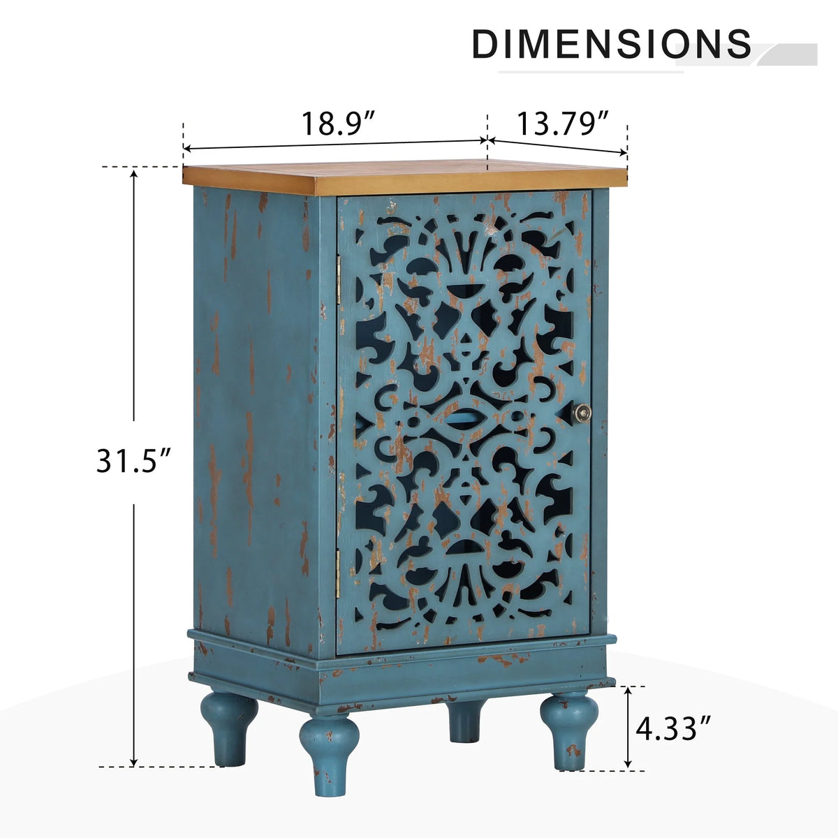 Sophia & William Hollow - Carved Credenzas and Sideboards, Wood Blue, 2 Shelves