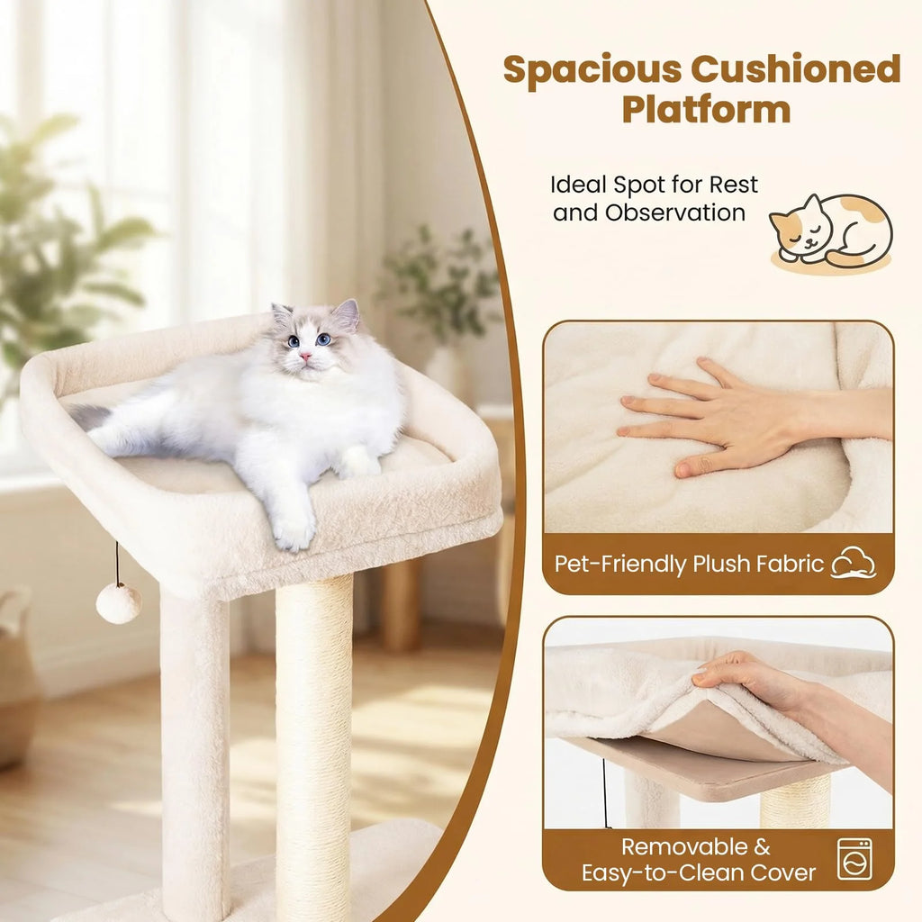 Tangkula Tall Cat Tree 63 Inch Multi-Level Wood Cat Tower