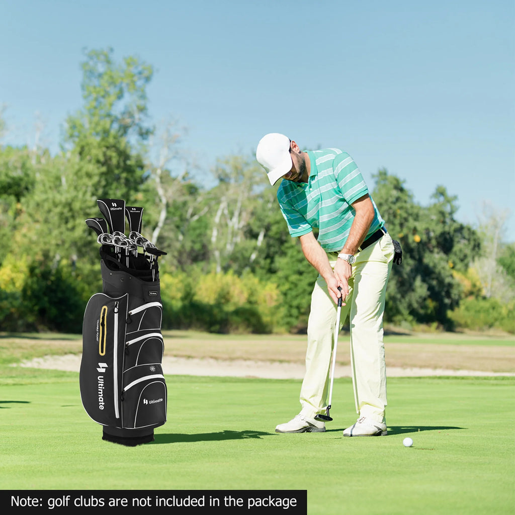 Costway Lightweight Golf Cart Bag with 15 Way Top Divider Individual Putter Well Cooler Bag Green