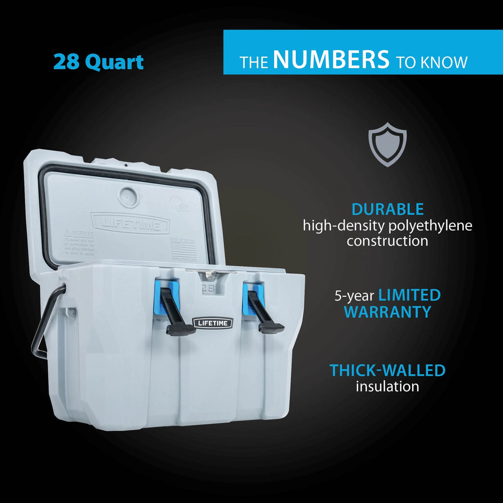 Lifetime 28 Qt Bear - Resistant Camping Cooler, Premium High Performance, Ice Retention, Hard Cooler, 20 Can Capacity, Boulder Gray (91289)