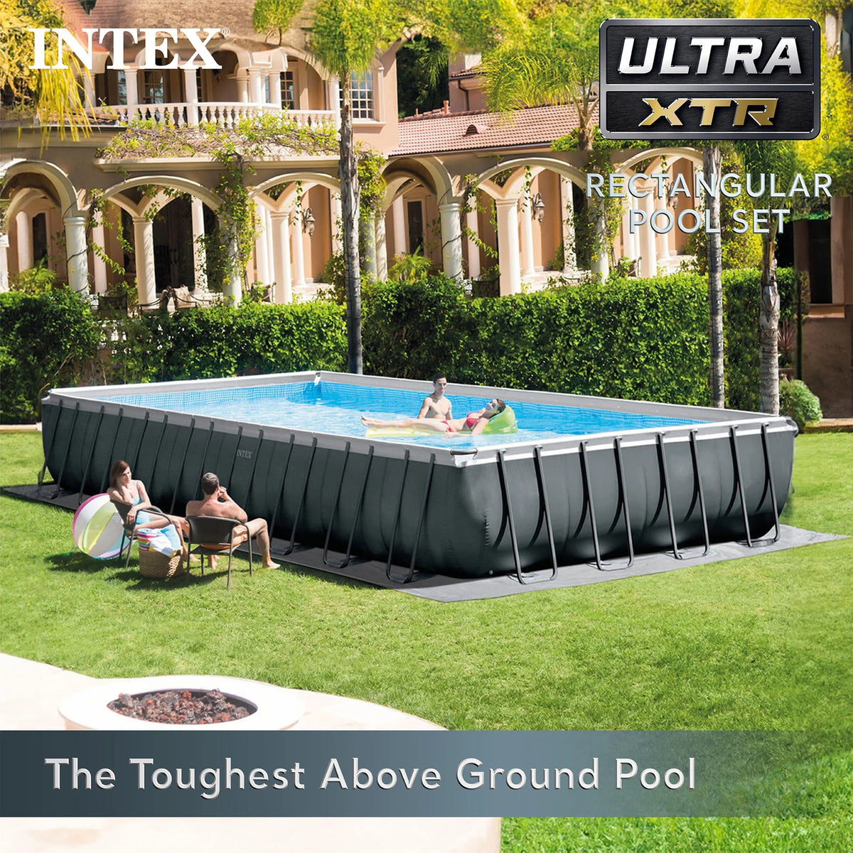 INTEX 32ft x 16ft x 52in Ultra XTR Above Ground Pool, Floats (2 Pack), & Inflatable Cooler