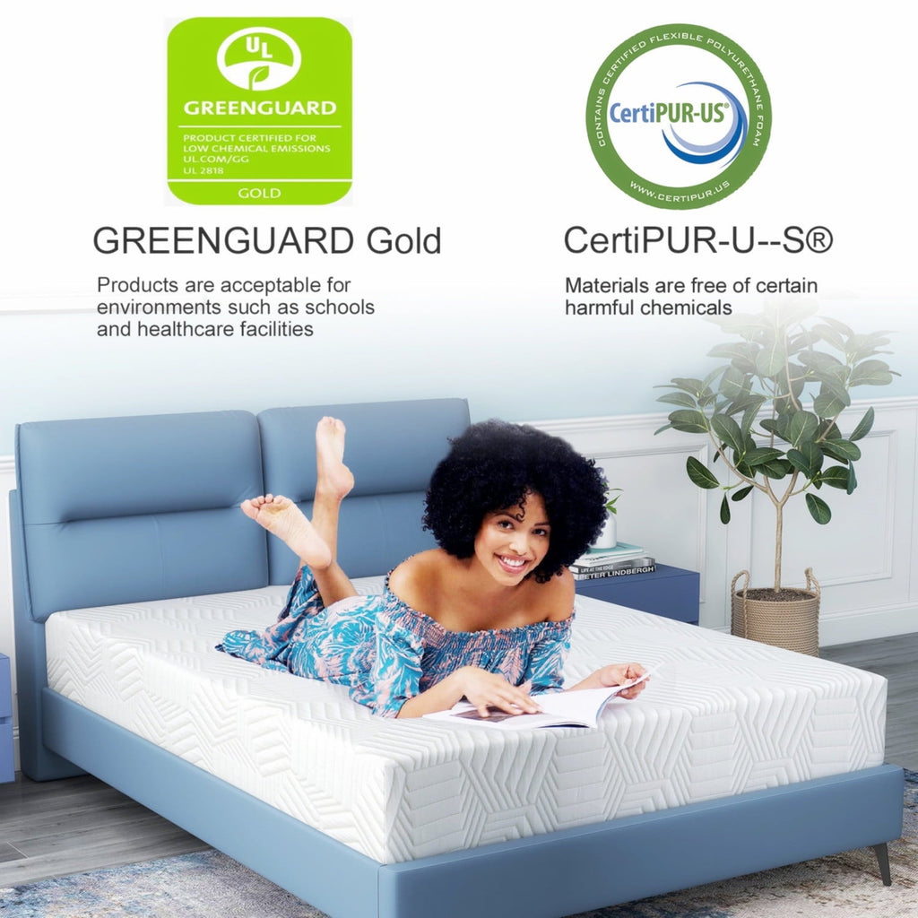 Mattress Bed in a Box. Memory Foam Mattress infused with Green Tea and Cooling Gel.12 inches. Made in USA