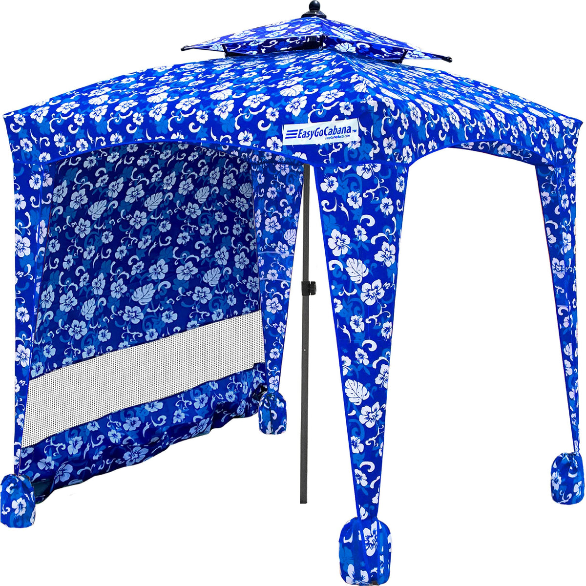 EasyGO Products Beach Umbrella & Sports Cabana, Blue Flowers, 6' x 6'