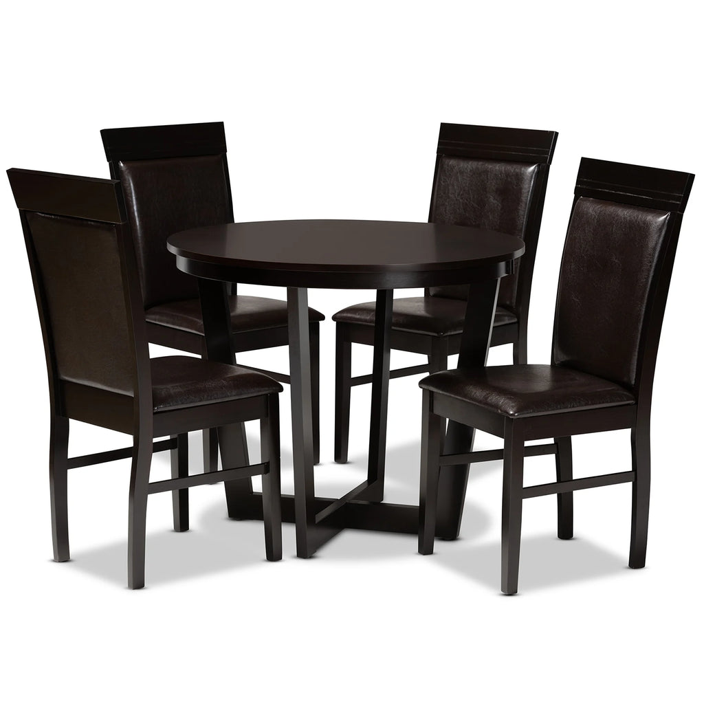 Baxton Studio Lanier Modern and Contemporary Sand Fabric Upholstered Dark Brown Finished 2 - Piece Wood Dining Chair Set