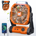 Drchop 20000mAh Camping Fan, 8 Double Blades Powerful Battery Operated Fan, Battery Rechargeable Desk Fan with LED & Timers, 270Pivot
