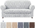 Subrtex 2-Piece Stretch Sofa Couch Cover Jacquard Damask Slipcover - Light Smoky Gray