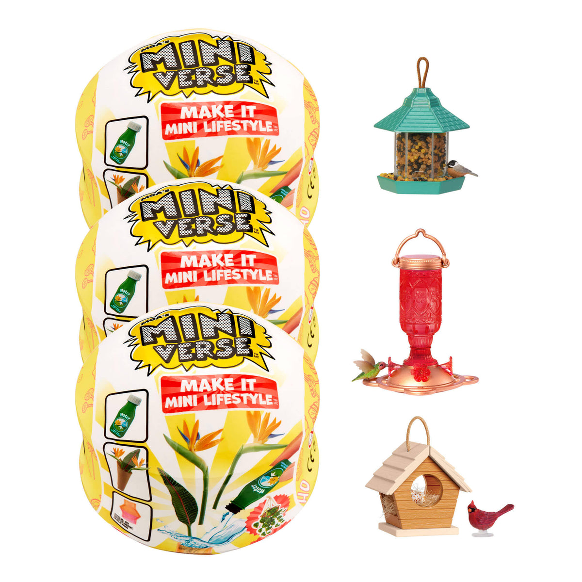 MGA's Miniverse Make It Mini Lifestyle Home Series 1 Birdfeeders Bundle Mini Collectibles 3 Pack