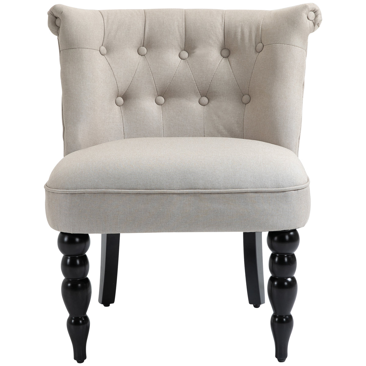 HOMCOM Relaxsessel Vintage Ruhesessel Relaxstuhl Polstersessel Esszimmerstuhl Leinenbezug Holzgestell Beige+Schwarz 67 x 67 x 78 cm