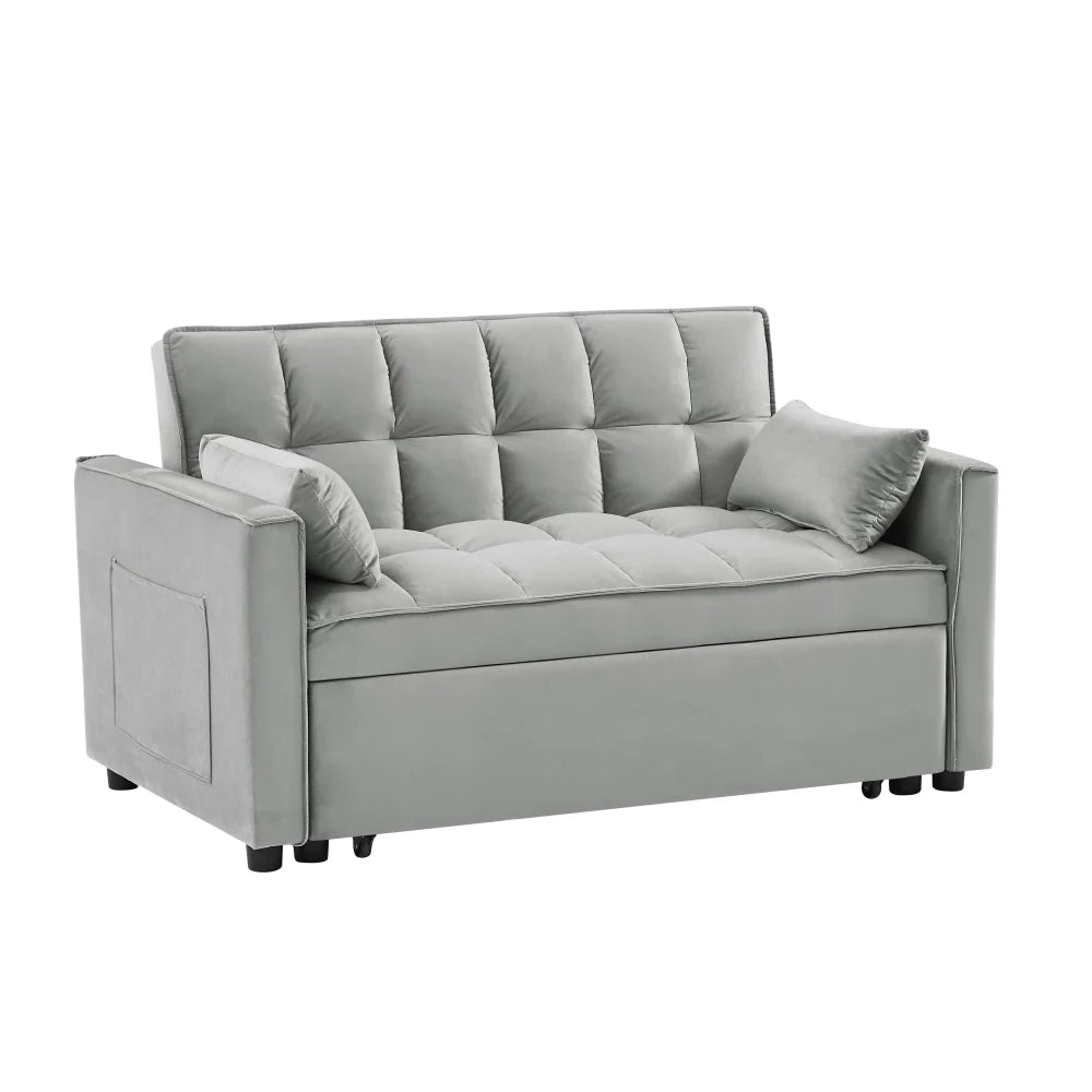 55 in Convertible Futon Sofa Bed, Modern Loveseat Sleeper Sofa Couch with Pull - Out Sofa Bed for Living Room, Small Space - Black
