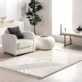 nuLOOM Risette Geometric Shag Tassel Area Rug, 5' 3 inch x 7' 6 inch, Beige