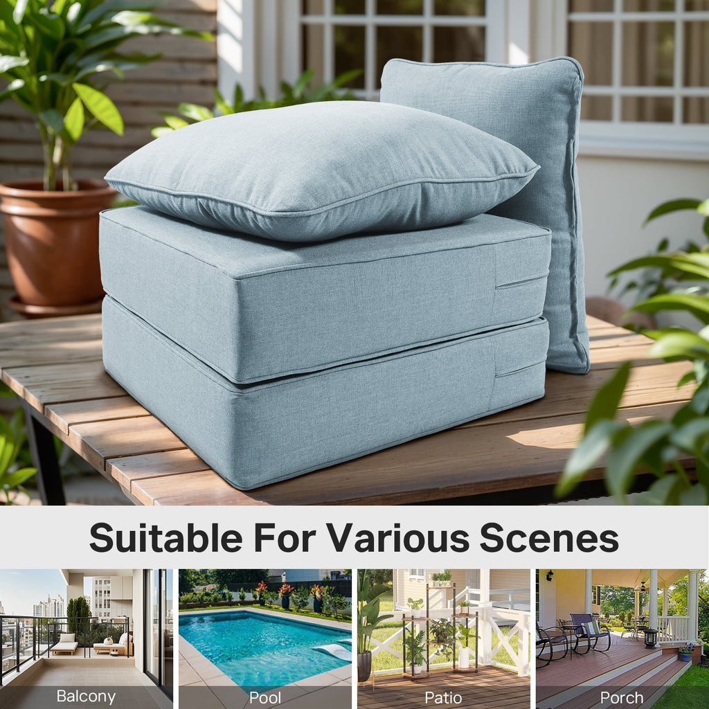 Bellefurn Outdoor Deep Seat Cushion 24 X 24 X 6 in for Patio Furniture, Outdoor Chair Cushions Waterproof & Fade Resistant Patio Furniture Cushions for Wicker Chair, Sofa, Couch