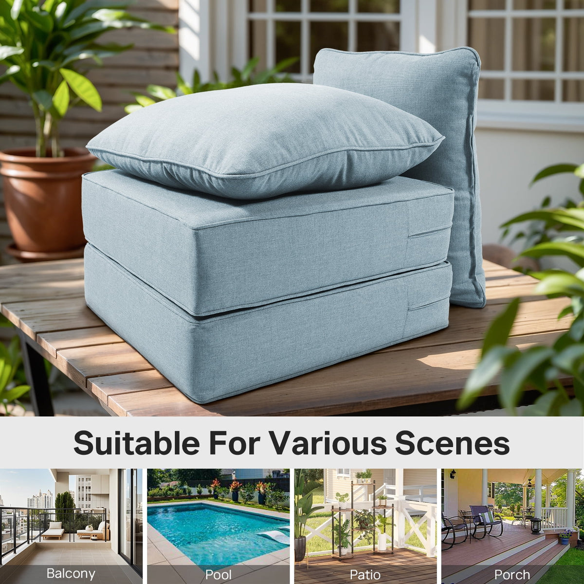 Bellefurn Outdoor Deep Seat Cushion 24 X 24 X 6 in for Patio Furniture, Outdoor Chair Cushions Waterproof & Fade Resistant Patio Furniture Cushions for Wicker Chair, Sofa, Couch