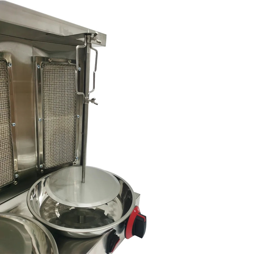 INTSUPERMAI LPG Gas Shawarma Doner Kebab Machine Grill Machine 2 Burners Vertical Broiler