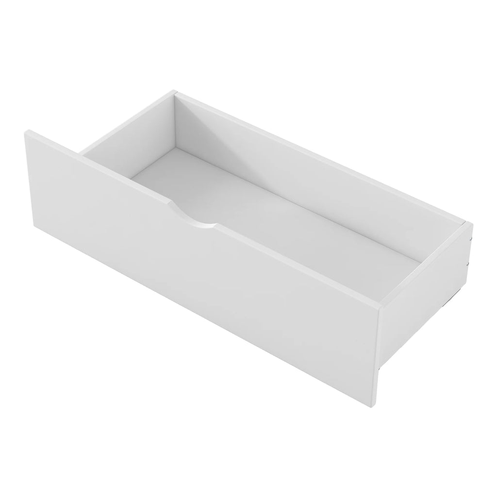 Euroco Wood Twin Size Platform Bed with 2 Drawers and Ladder for Kids and Toddlers, White