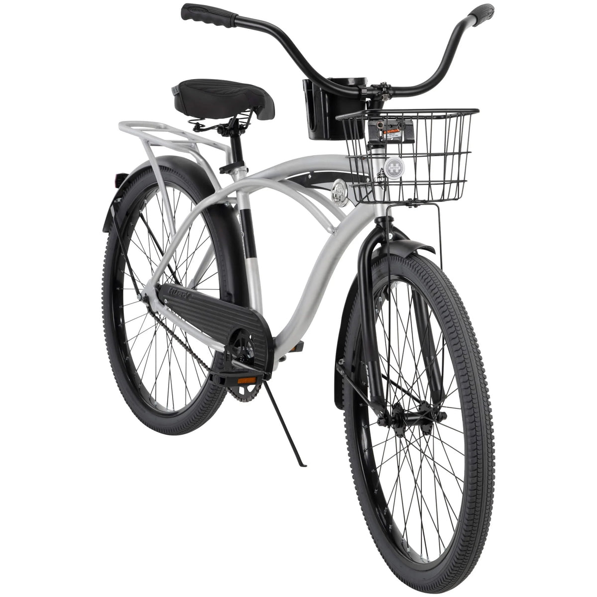 26 In. Nel Lusso Men¡¯s Beach Cruiser Bike, Silver