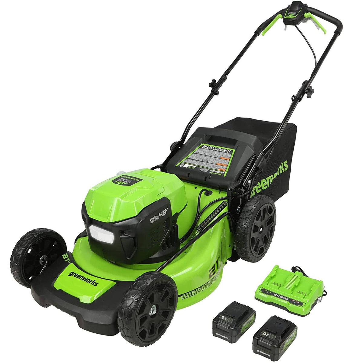 Greenworks 2 x 24V (48V) 21" Brushless Cordless Self-Propelled Lawn Mower, (2)