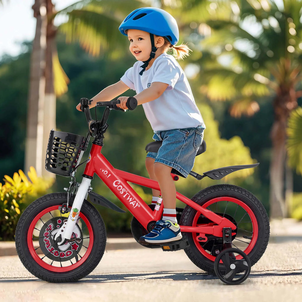 Costway 16" Kid'S Bike for 4 - 7 with Height - Adjustable Handlebar & Saddle Handbrake Blue