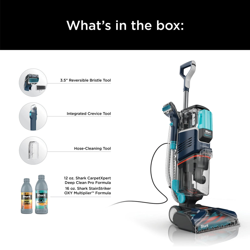 Shark Carpetxpert with Stainstriker, Upright Carpet, Area Rug & Upholstery Cleaner for Pets, Built - in Spot & Stain Eliminator, Deep Cleaning & Tough Stain Removal, Carpet Shampooer, Navy, New, EX200
