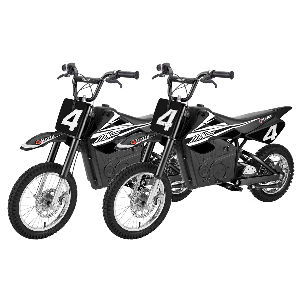Razor MX650 Dirt Rocket High - Torque Electric Motocross Dirt Bike, Black (2 Pack)