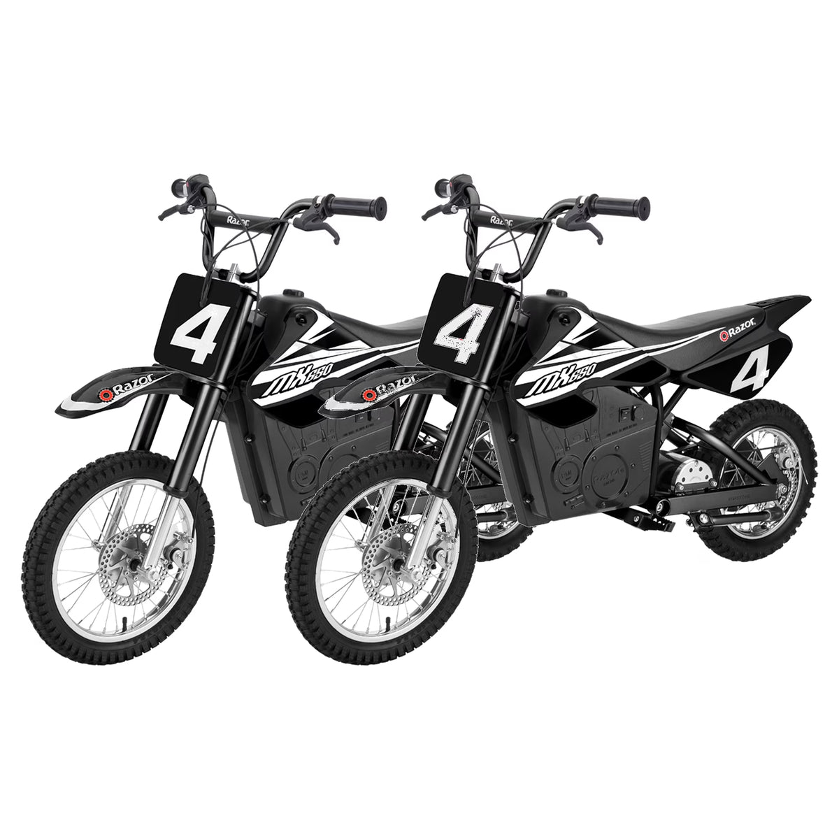 Razor MX650 Dirt Rocket High - Torque Electric Motocross Dirt Bike, Black (2 Pack)