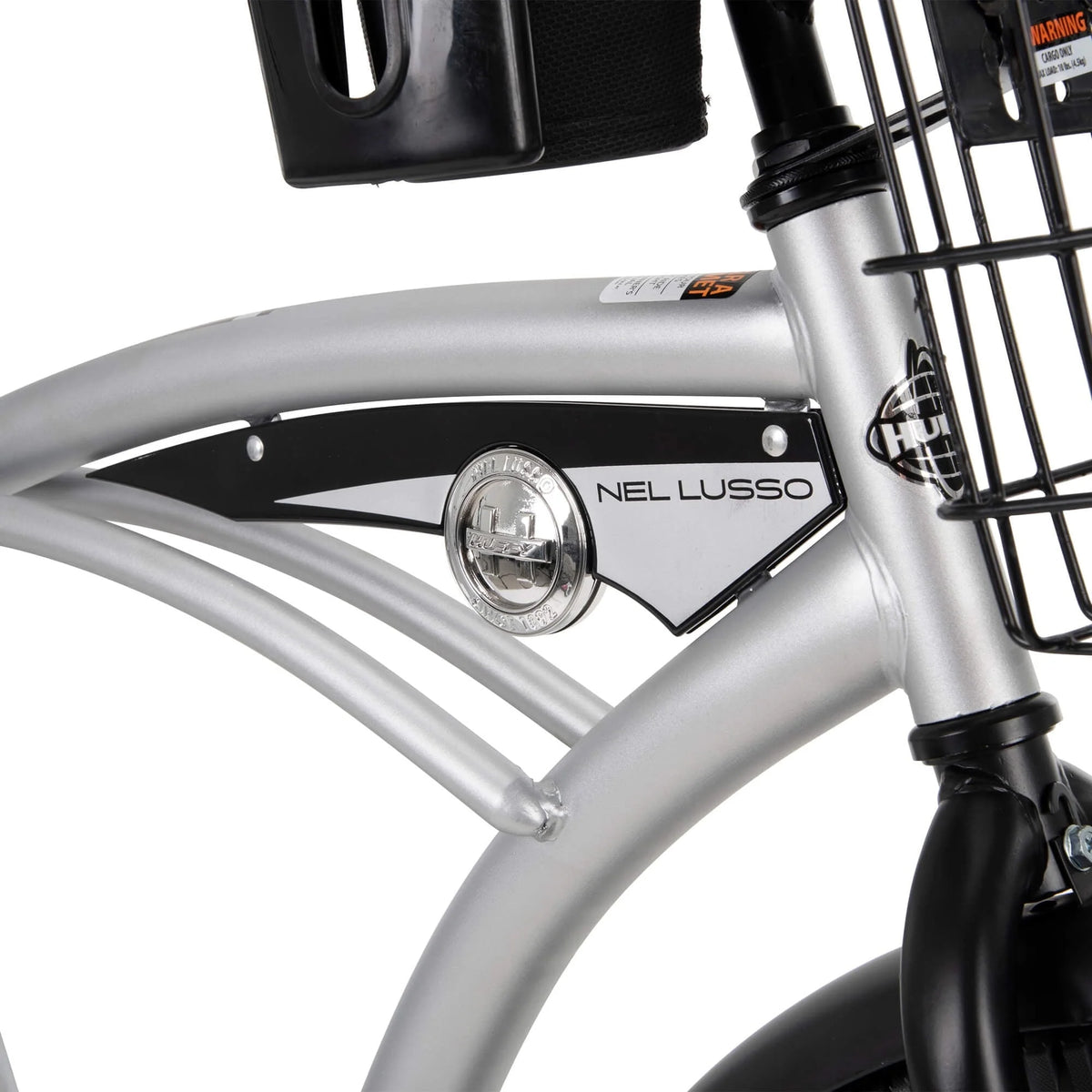 26 In. Nel Lusso Men¡¯s Beach Cruiser Bike, Silver