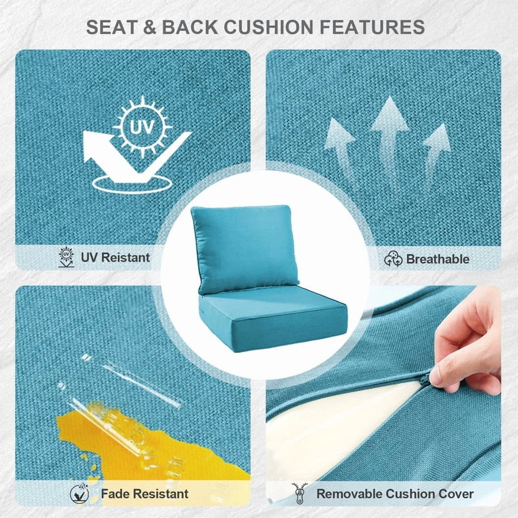 Bellefurn Outdoor Deep Seat Cushion 24 X 24 X 6 in for Patio Furniture, Outdoor Chair Cushions Waterproof & Fade Resistant Patio Furniture Cushions for Wicker Chair, Sofa, Couch