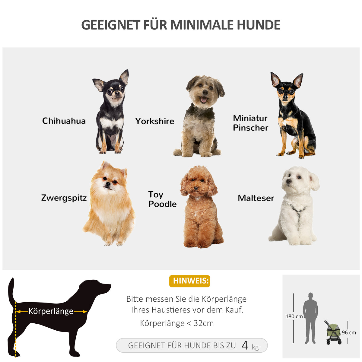 PawHut Hundewagen Hundebuggy, klappbar, 2 Sicherheitsleinen, 2 Becherhalter,  67 x 45 x 96 cm, Khaki