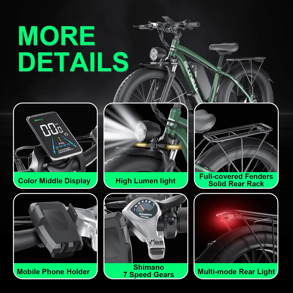 Electric Bike for Adults, 2000W 26'Fat Tire Electric Bike, 35MPH AWD Dual Motor Electric Bicycles, 48V 22.4AH Battery Fast Ebikes Dual Hydraulic Brakes UL 2849