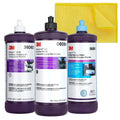 3M Perfect It Buffing and Polishing Kit 36060 06094 06068 3M Rubbing Compound, Machine Polish, Ultrafine Polish Buffing Compound, Car Polishing Kit Bundled with Kangaroobands Microfiber Cloth