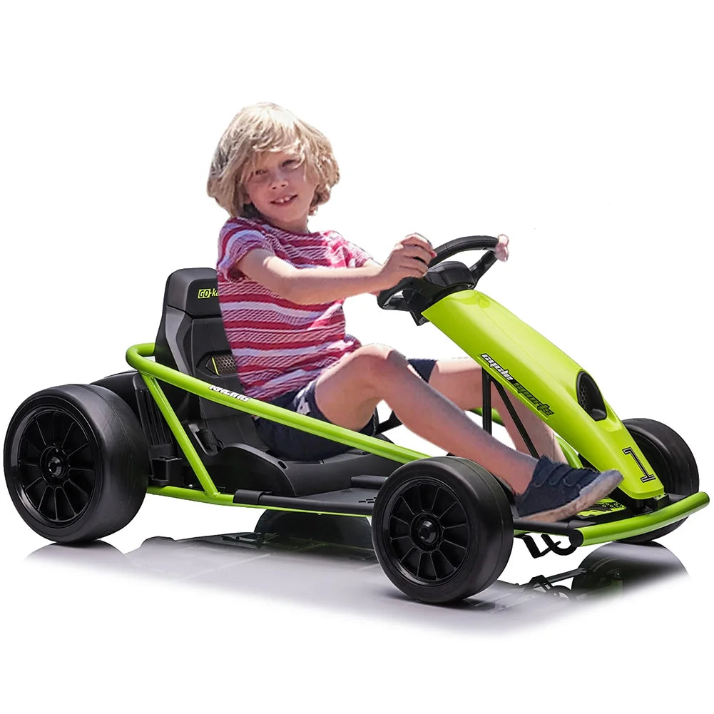 Kojooin Go Kart for Kids, 24V Battery 300WX2 Motors Pedal on Foot Go Cart, 8MPH High Speed Drifting Car with Slow Start Function, Rosé Red