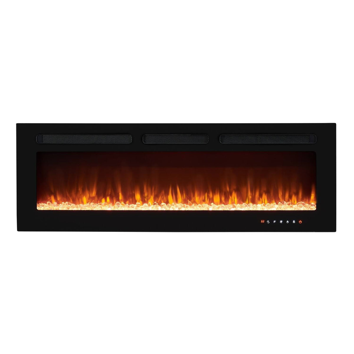 Electric Wall Mounted LED Fireplace Heater with 12 Flame Colors, Touch Screen, Remote Control, Timer, Logset & Crystal Stones - 50 in.