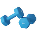 SPORTNOW Set 2 Hexagonale Hanteln 2x6kg aus Metall und Kunststoff mit rutschfestem Griff, 22x10x10 cm, Blau