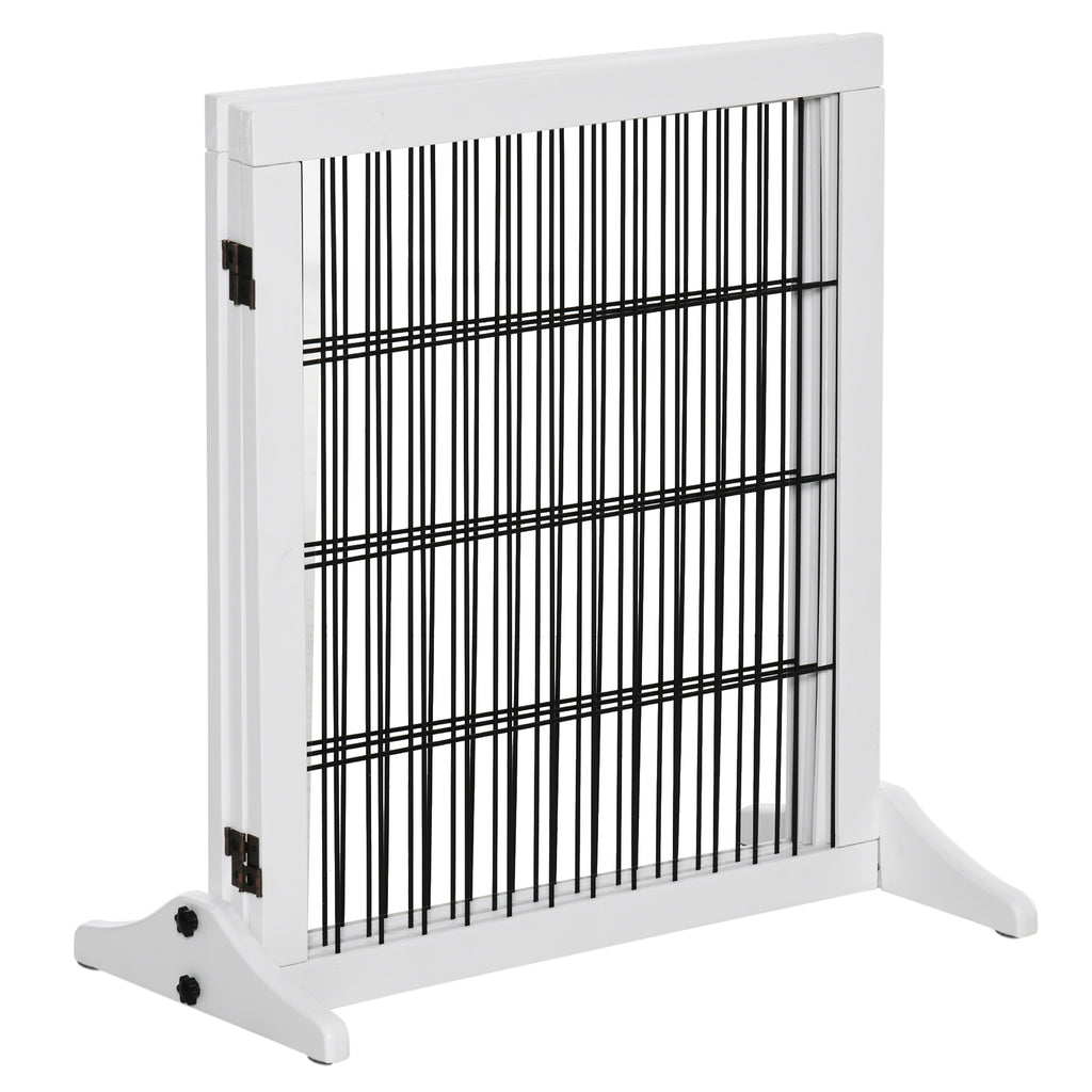 PawHut Absperrgitter für Hunde Schutzgitter Hundegitter mit Stützfüßen Treppengitter Hundeabsperrgitter Türschutzgitter für Kamin & Ofen, Kiefernholz Weiß 185 x 36 x 71 cm