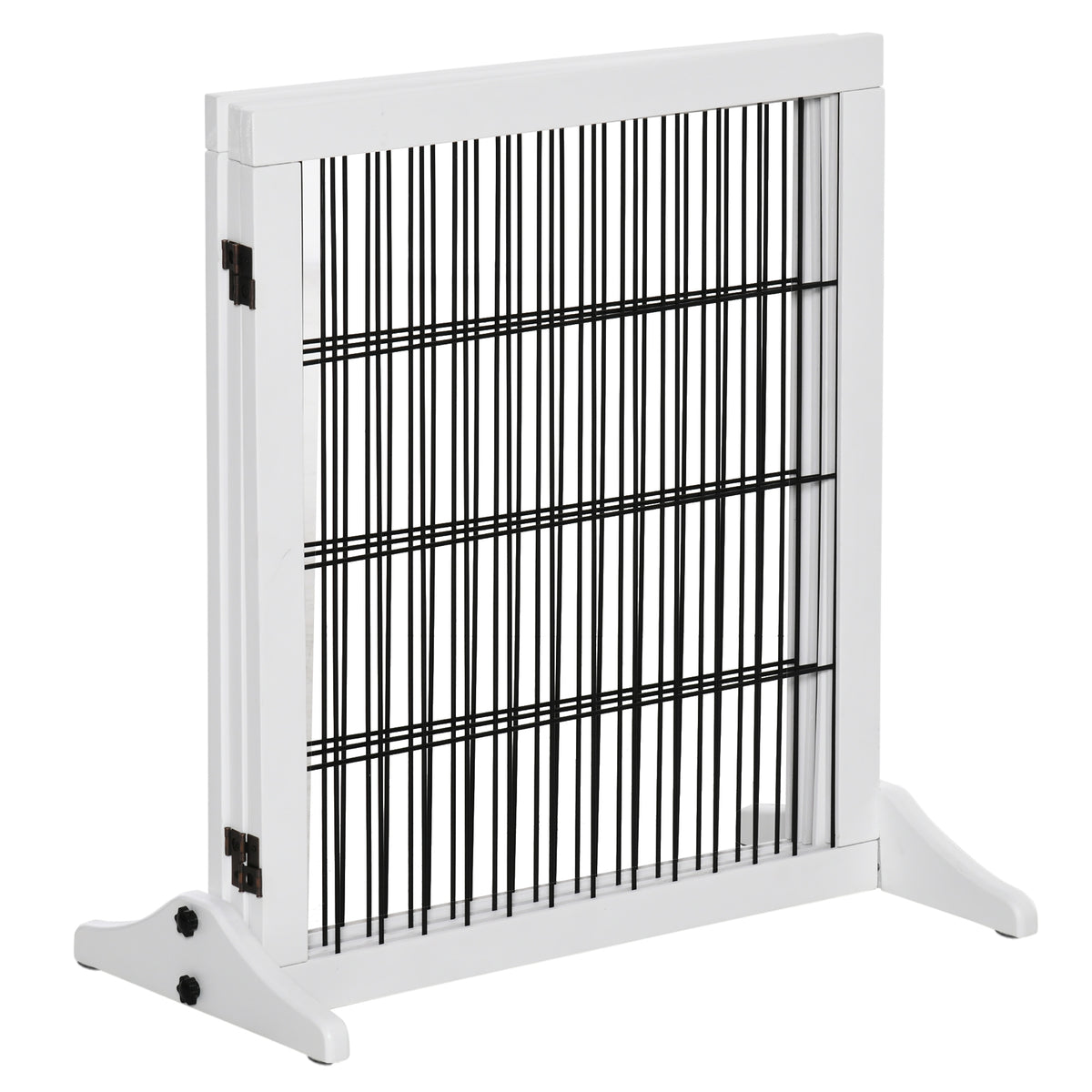 PawHut Absperrgitter für Hunde Schutzgitter Hundegitter mit Stützfüßen Treppengitter Hundeabsperrgitter Türschutzgitter für Kamin & Ofen, Kiefernholz Weiß 185 x 36 x 71 cm