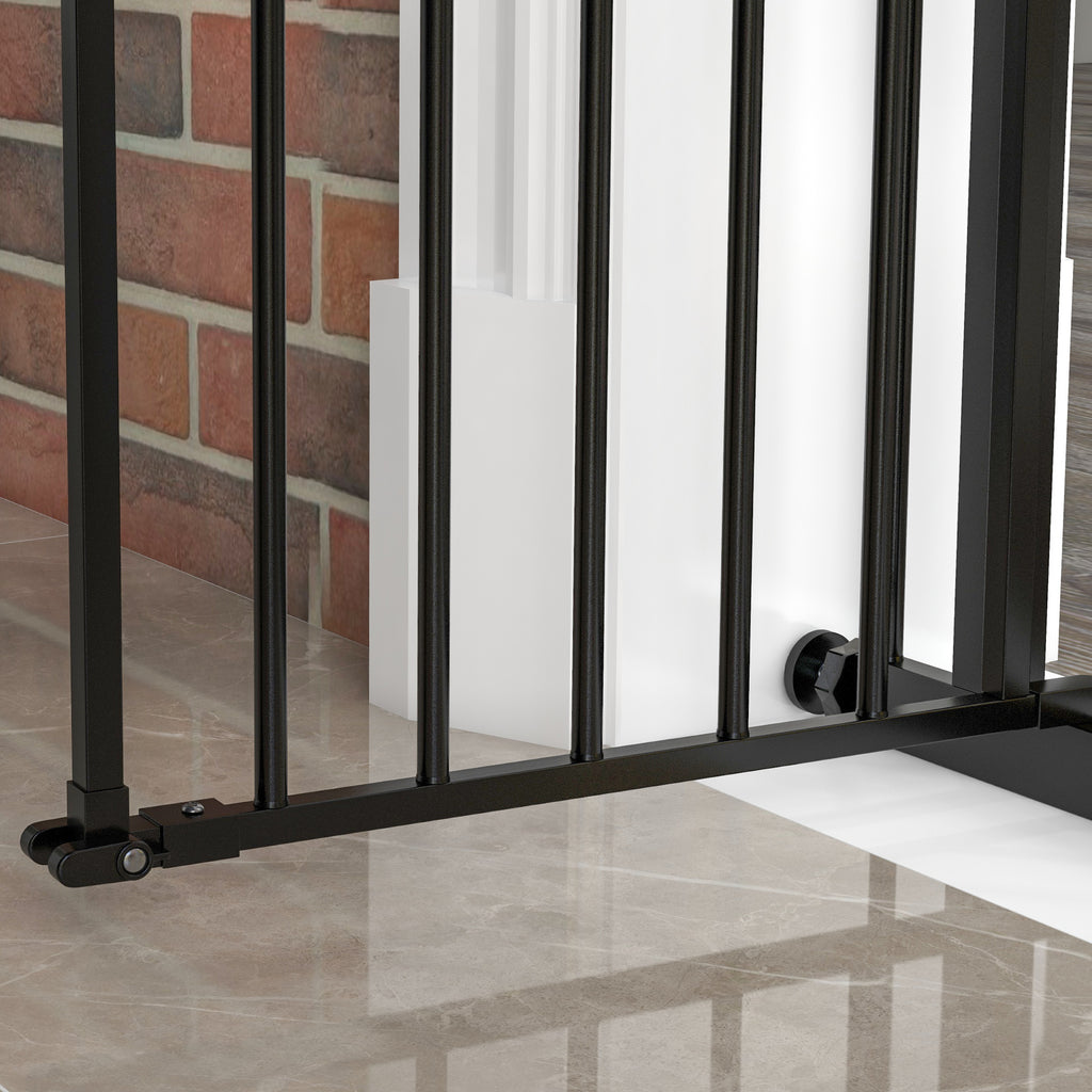 PawHut Türschutzgitter für Hunde, Absperrgitter, Schutzgitter für Haustiere, Metall, Kunststoff, ,74-80/87-94 cm, Schwarz