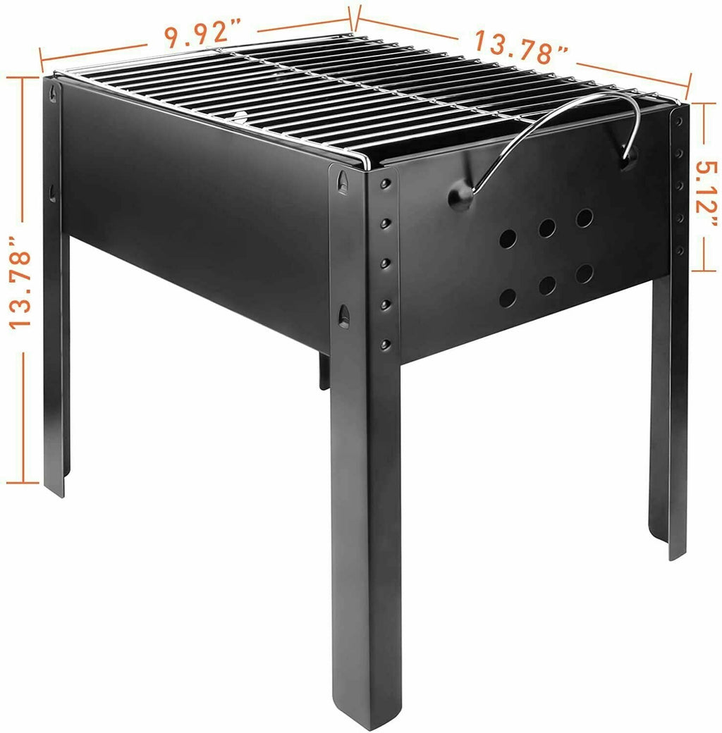 Portable Charcoal Grill Detachable Grill Cooking Station. Mini Tabletop Camping Grill BBQ. Black
