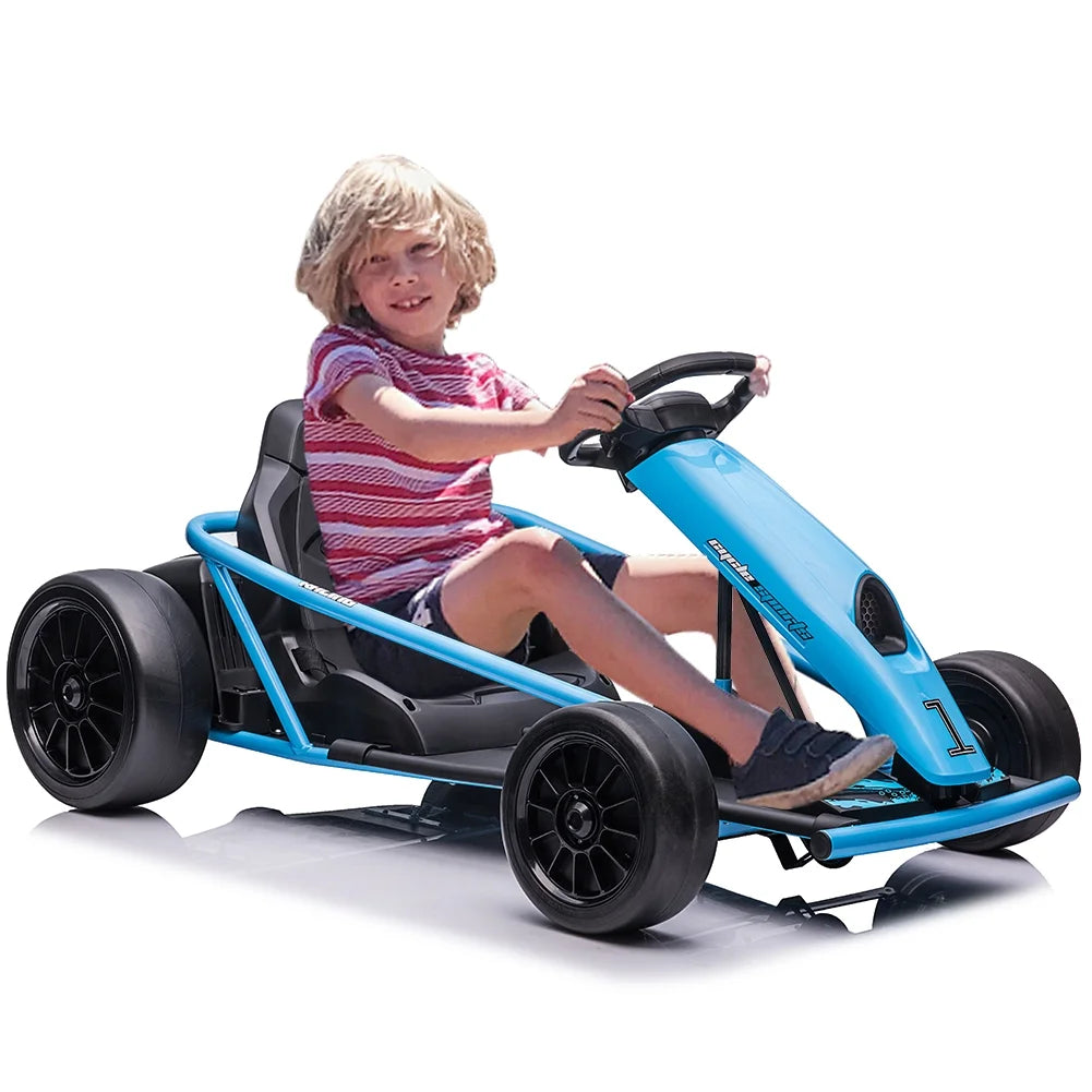Kojooin Go Kart for Kids, 24V Battery 300WX2 Motors Pedal on Foot Go Cart, 8MPH High Speed Drifting Car with Slow Start Function, Rosé Red