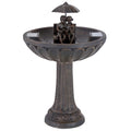 Smart Solar Umbrella Solar Garden Water Fountain, Boy & Girl Reading on Bench