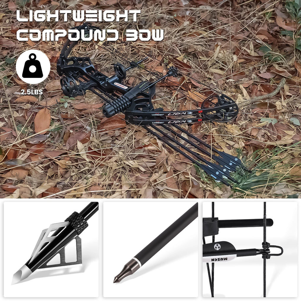 Archery Ready to Hunt Compound Bow Package for Adults and Teens, 25" - 31" Draw Length .0 - 70 lb Draw Weight, up to IBO 320 Fps .lightweight Design Bow, Fully Adjustable