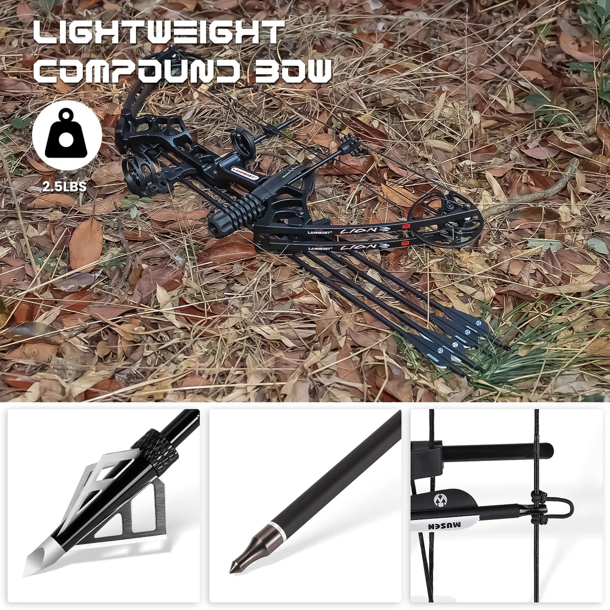 Archery Ready to Hunt Compound Bow Package for Adults and Teens, 25" - 31" Draw Length .0 - 70 lb Draw Weight, up to IBO 320 Fps .lightweight Design Bow, Fully Adjustable