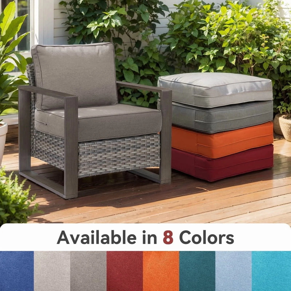 Bellefurn Outdoor Deep Seat Cushion 24 X 24 X 6 in for Patio Furniture, Outdoor Chair Cushions Waterproof & Fade Resistant Patio Furniture Cushions for Wicker Chair, Sofa, Couch