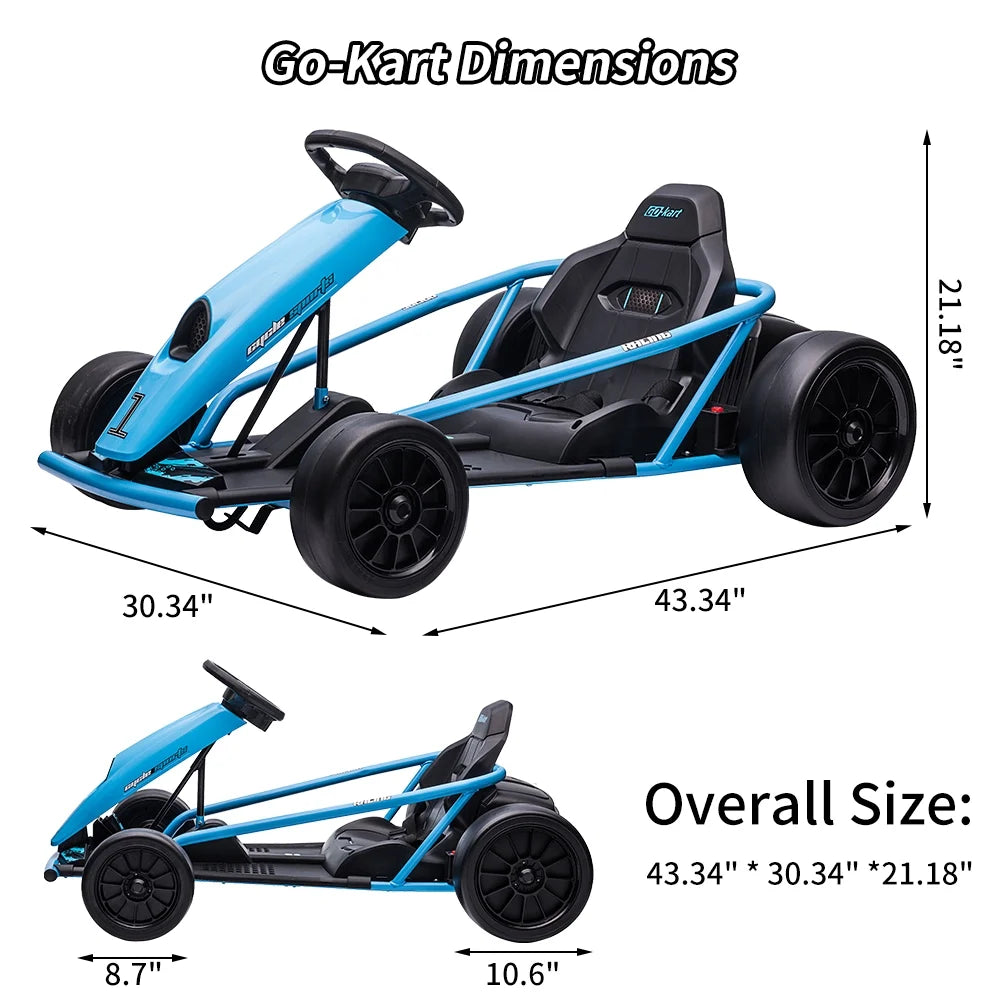 Kojooin Go Kart for Kids, 24V Battery 300WX2 Motors Pedal on Foot Go Cart, 8MPH High Speed Drifting Car with Slow Start Function, Rosé Red