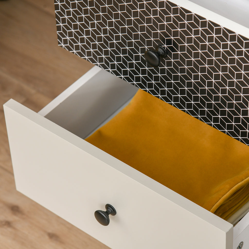 HOMCOM Mobile Schubladenkommode 5 Schubladen mit geometrischem Muster, modernes Möbel für Schlafzimmer und Eingangsbereich, 40x40x111,5 cm Schwarz Grau