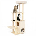 Tangkula Tall Cat Tree 63 Inch Multi-Level Wood Cat Tower