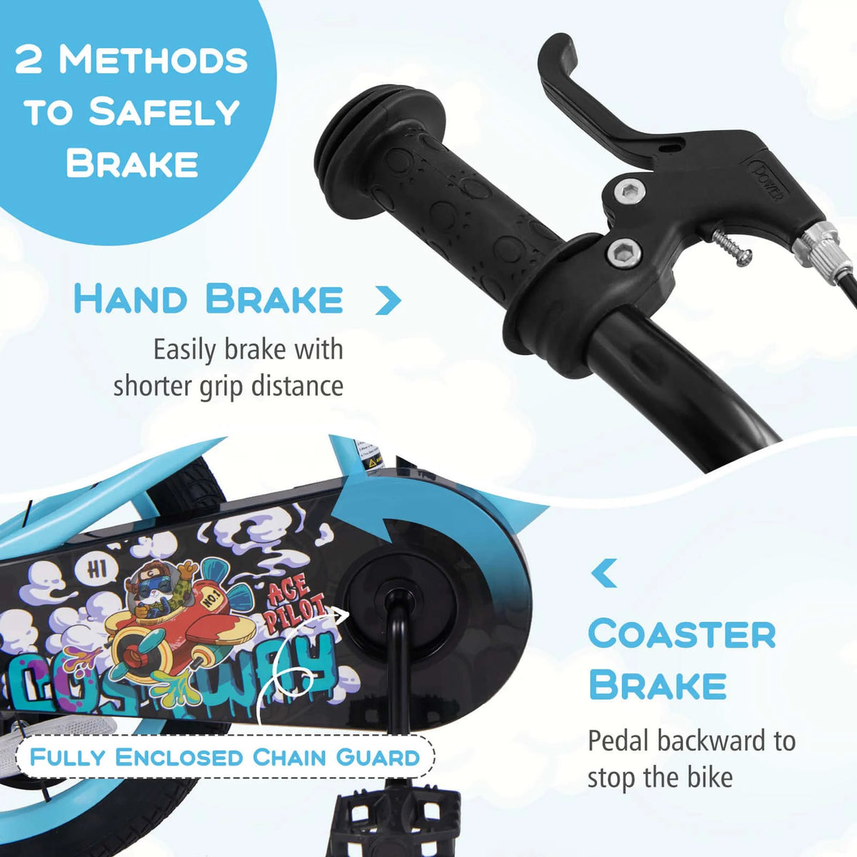 Costway 16" Kid'S Bike for 4 - 7 with Height - Adjustable Handlebar & Saddle Handbrake Blue