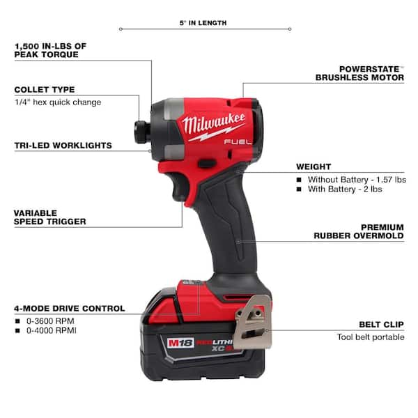 M18 FUEL 18-V Lithium-Ion Brushless Cordless Hammer Drill/Impact Combo Kit W/1/2 in .Impact Wrench Kit w/(4) Batteries