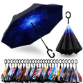 SPAR. SAA Double Layer Inverted Umbrella with C-Shaped Handle, Anti-UV Waterproof Windproof Straight Umbrella for Car Rain Outdoor Use