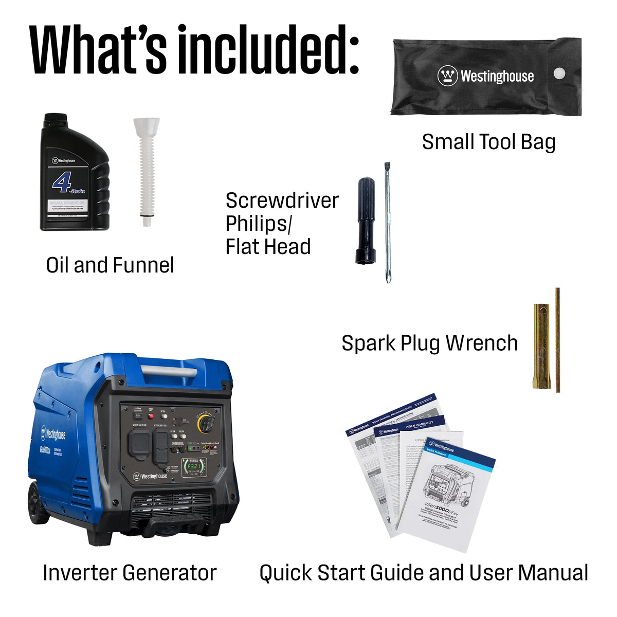 Westinghouse 5000 Peak Watt Recoil Start, Gas Powered Portable Inverter Generator with CO Sensor
